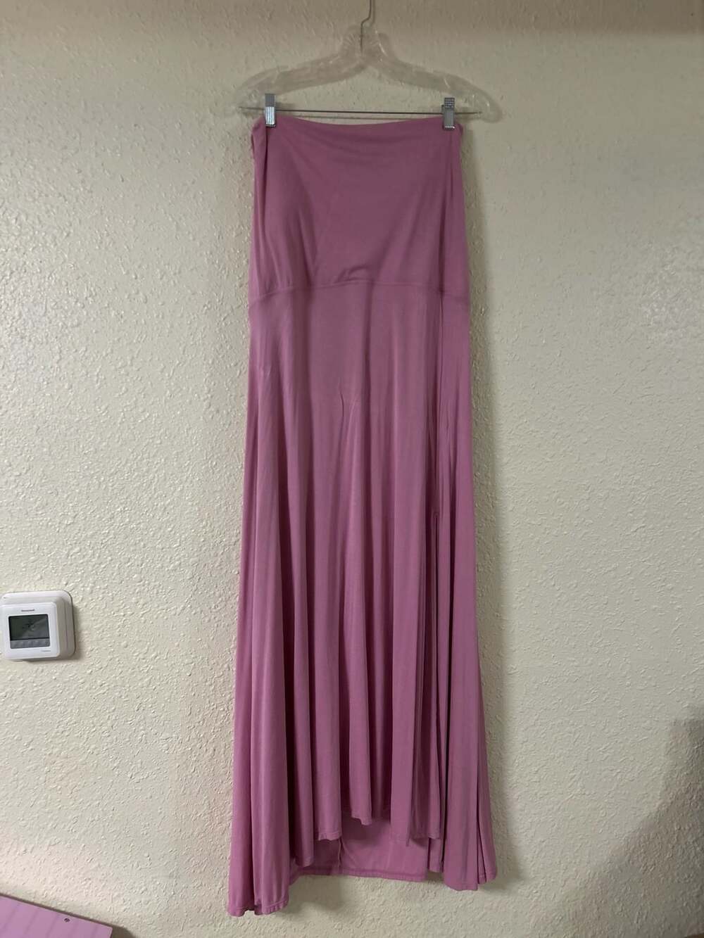 Halara Maxi Dress Size 2X Pink Rayon Strapless Lace Up Back Split Hem